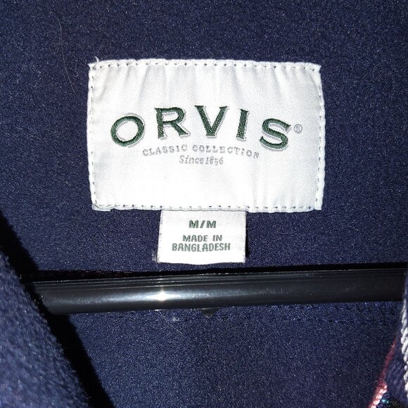 Orvis Fleece Lined Flannel Shirt Womens Medium Shacket Snap Jacket Plaid Red Blu - Picture 7 of 7